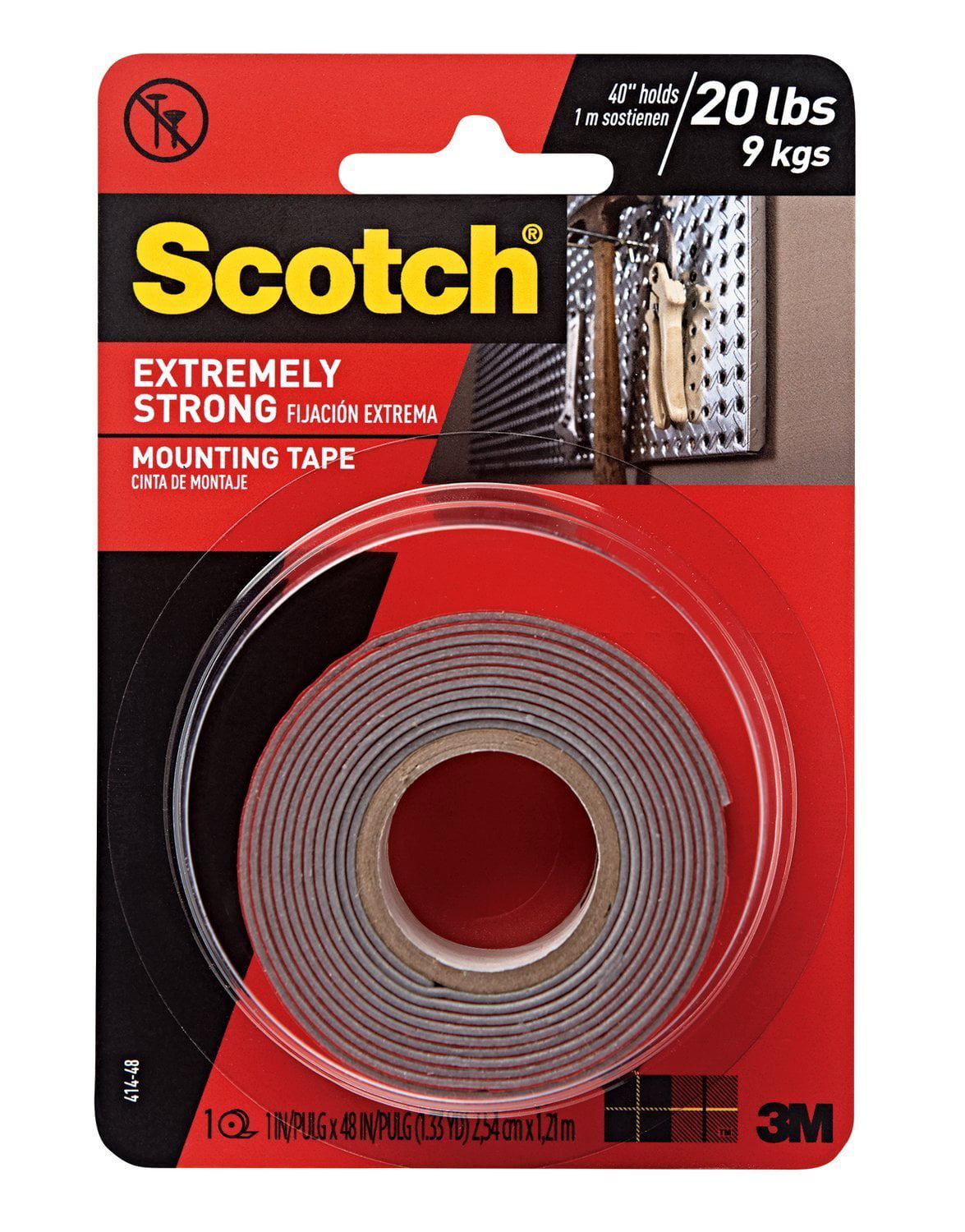 Black 1 by 60-Inch Scotch Extreme Mounting Tape 