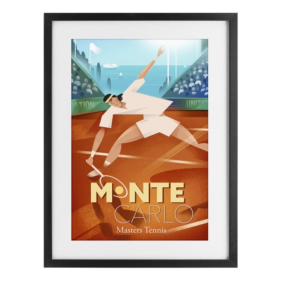 Stupell Industries Eclectic Monte Carlo Masters Tennis Black Framed Print Under Glass, 14 x 20, by Martin Wickstrom