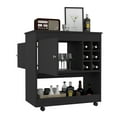 thumbnail image 4 of Lotus Cart, Six Bottle Cubbiews, One Cabinet, Four Casters, Black, 4 of 7