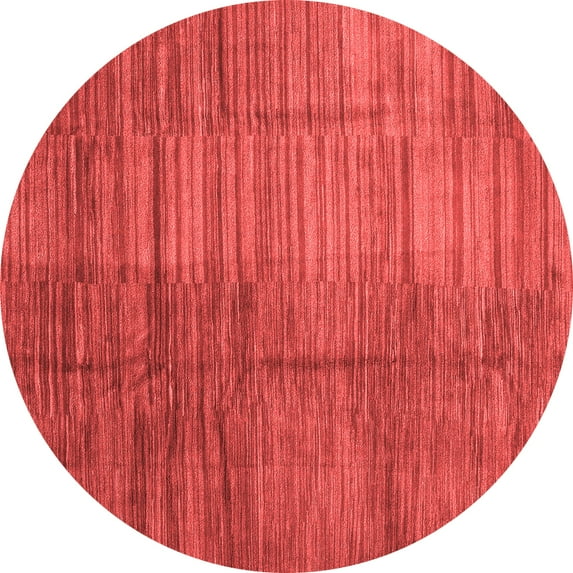 Ahgly Company Indoor Round Abstract Red Contemporary Area Rugs, 7' Round
