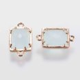 thumbnail image 2 of Glass Links connectors with Brass Finding Faceted Rectangle Golden Light Blue 15x9x4mm Hole: 0.6mm, 2 of 2