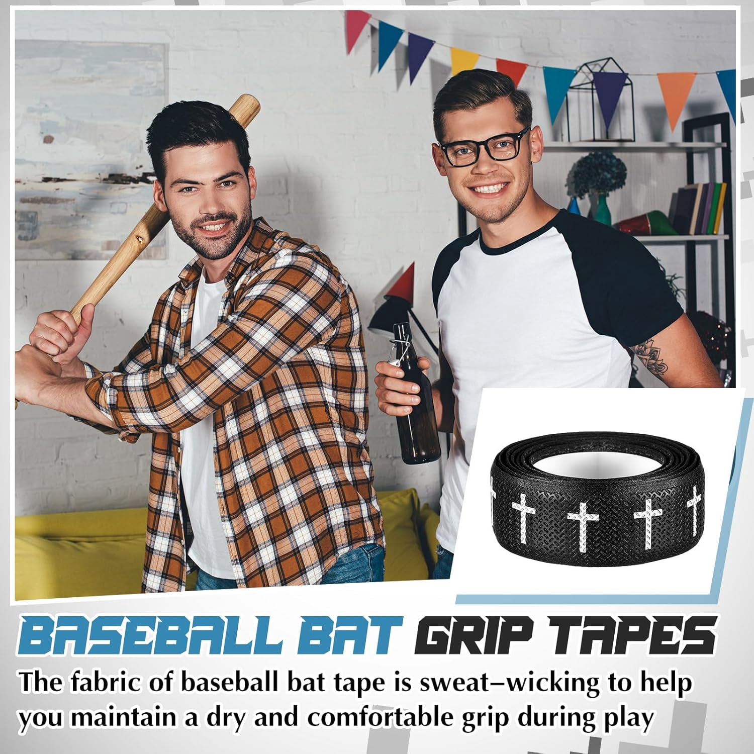 NestE-Christian Baseball Bat Grip Tapes 1.5mm Faith Cross Bat Grip Tape, Precut Full Adhesive Baseball Wrist Tape Scripture Design Non-Slip Religious Baseballs Grips Tapes