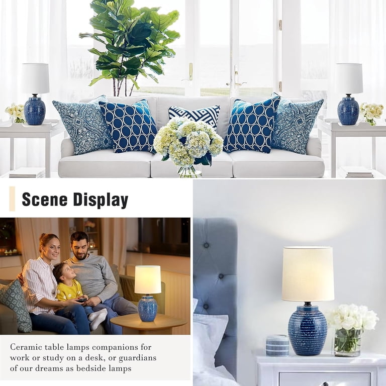 Natyswan 2-Pack Farmhouse Ceramic Bedside Lamps photo 3