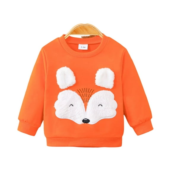 Toddler Crewneck Sweatshirt with Soft Fox Face Design Long Sleeve Pullover Comfortable Fit for Boys and Girls
