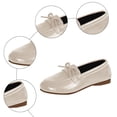 thumbnail image 5 of Rokment Bowknot Ballet Flat Dress Shoes for Women Bride Wedding Stylish Casual Bow Leather Low Heel Slip on Walking Loafers Spring Fall White Size 8.5, 5 of 7