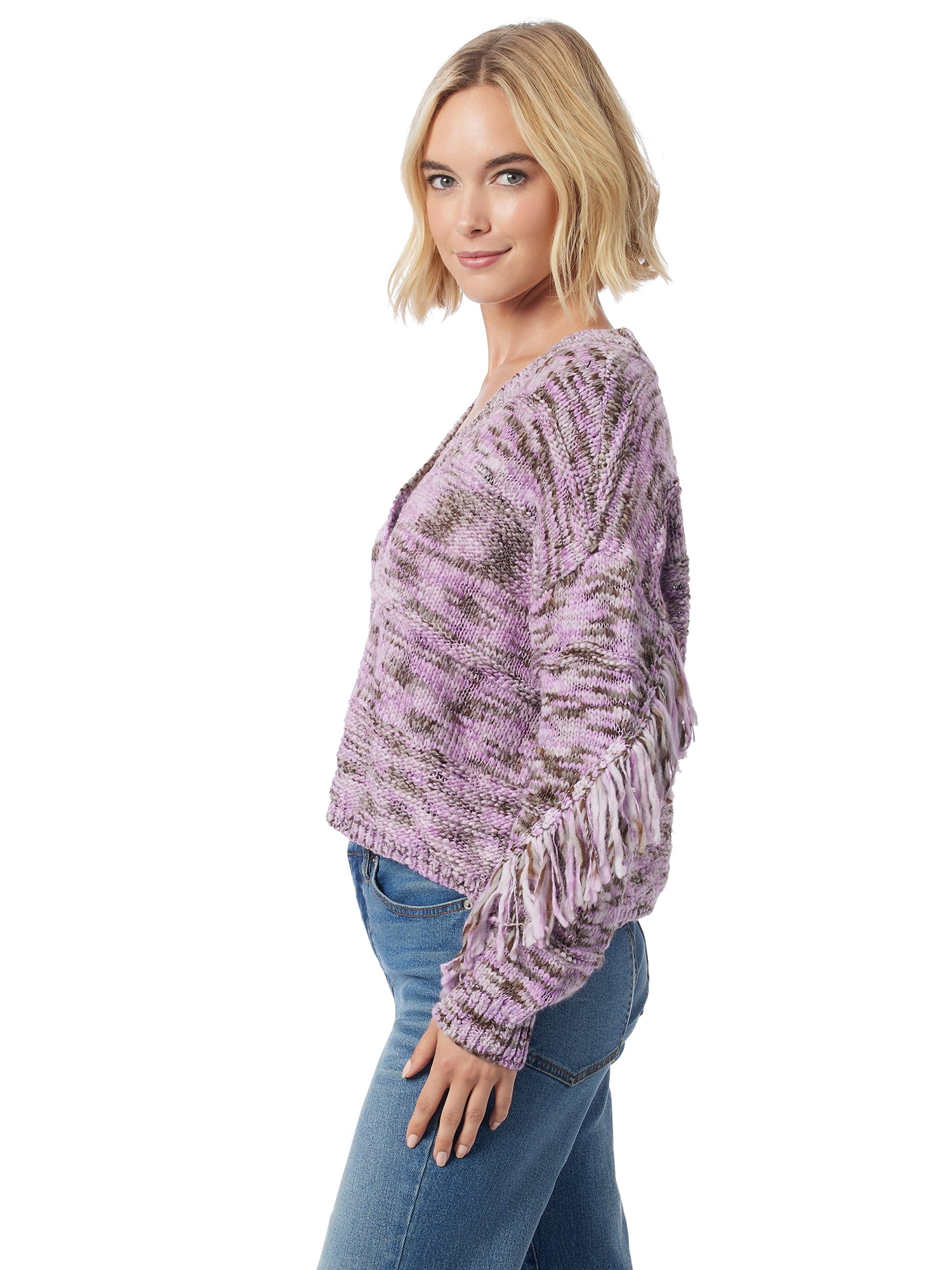 Jessica Simpson Women's and Women's Plus Aamina Fringe Cardigan Sweater, Sizes XS-4X