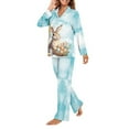 thumbnail image 5 of DISNIMO Rabbit Cross Printed Women's 2 Piece Lounge Sets Soft V Neck Pajama Set with Pockets Long Sleeve Sleepwear with Matching Pajama Pants Casual Oversized Nightwear, 2XL, 5 of 7
