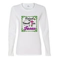 thumbnail image 2 of Wild Bobby, Raised On Sweet Tea & Jesus, Inspirational Christian, Women Graphic Long Sleeve Tee, White, Medium, 2 of 5