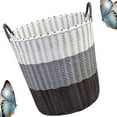 thumbnail image 4 of Himition Plastic Woven Clothing Storage Basket Durable Laundry Basket Sundries Storage Container for Home Bathroom (XL, Brown and Grey and White), 4 of 5