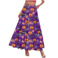thumbnail image 4 of Vynhevius Women Halloween Print Skirt Elastic Waist A-line Flowy Party Maxi, 4 of 5