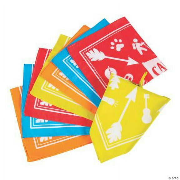 Fun Express Camp Bandanas – Colorful Birthday Apparel Accessories for Kids – Perfect for Parties Outdoor Adventures Celebrations Camping & Special Occasions Durable Stylish & Fun – 12 Pieces