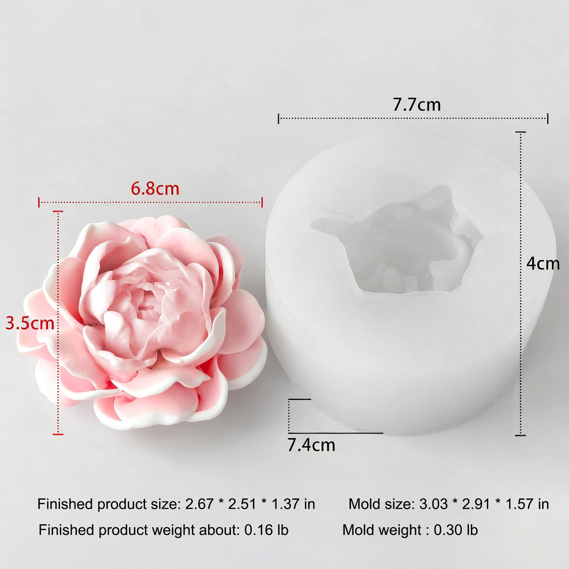 3PCS Peony Silicone Candle Flower Wax Mold Silicone for Candles Resin Making Molds Moldes for Making Mothers Day Gifts for Mom Daughter Home Decoration