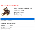 thumbnail image 2 of Relay - Compatible with 1968 - 1974 Dodge W300 Pickup 1969 1970 1971 1972 1973, 2 of 2
