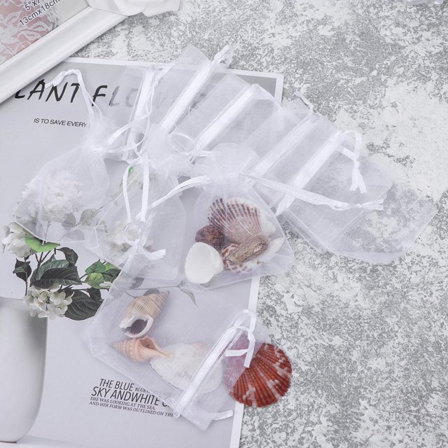 OULII Ensemble de 100 Sacs en Organza avec Cordon pour Fêtes et Mariages