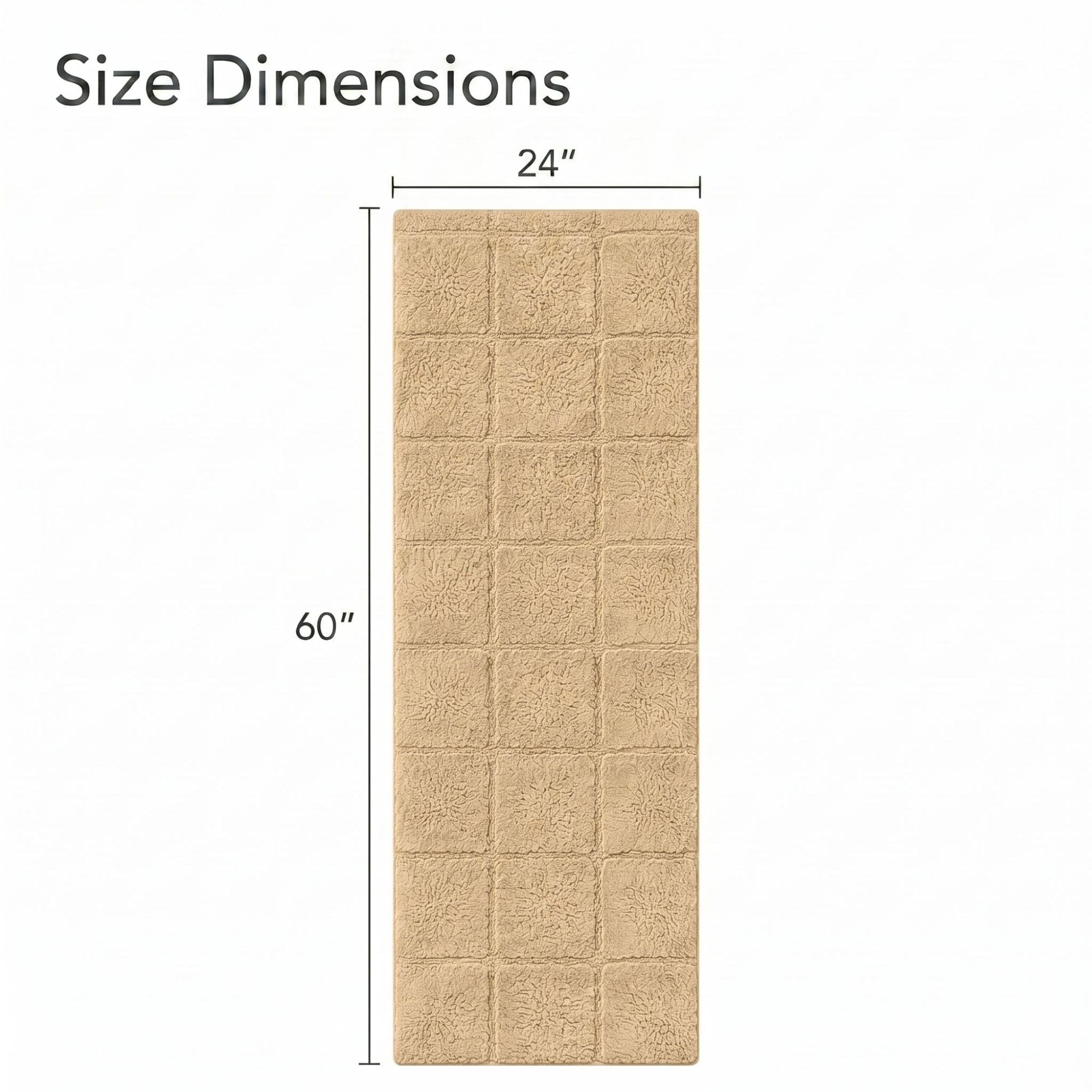 Superior Checkered Non-Slip Cotton 3-Piece Bath Rug Set with Runner, Taupe