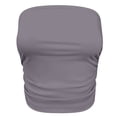 thumbnail image 4 of KHONTS Women's Solid Color Stylish Bandeau Sleeveless off Shoulder Longline Crop Tops Summer Casual Slim Fit Camisole Grey2 XL, 4 of 5