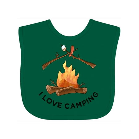 

Inktastic I Love Camping campfire with marshmallow and hot dog Gift Baby Boy or Baby Girl Bib