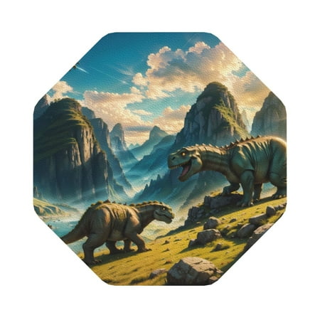 

Matuu Valley River Dinosaur for Cup Coasters Set of 6 Leather Coasters Desk Coasters for Office Measures 4” x 4” Octagon