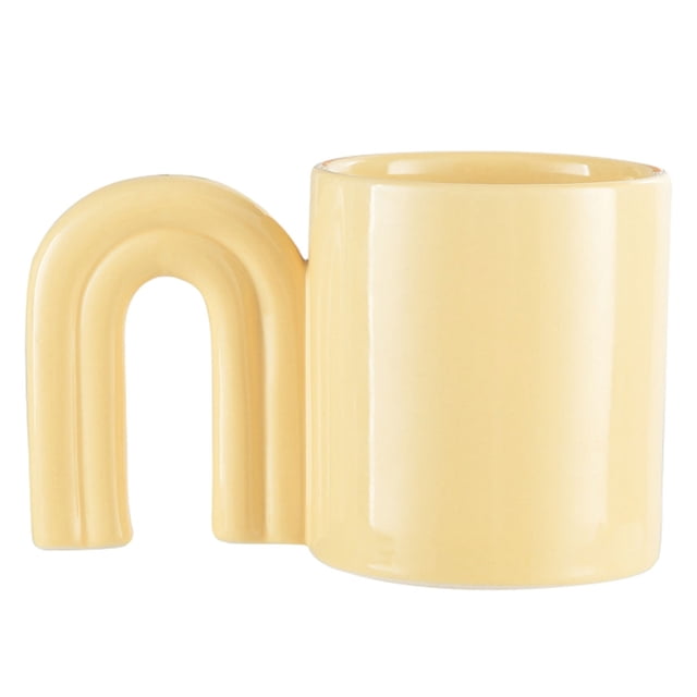 Taza de cerámica con manija de puerta de color sólido personalizada, taza de Arte Moderno de gran capacidad, taza de café y leche para desayuno, 400ml