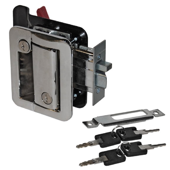 CTW S-TDL01C Chrome 5.00 x 5.00 inches Metal, RV Camper Trailer Entry Door Handle Latch Keyed Lock
