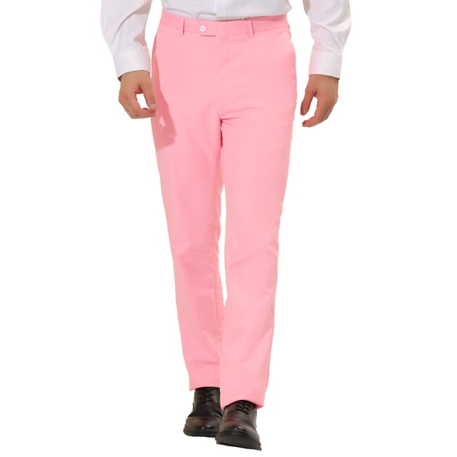 INSPIRE CHIC Pantalon Chino à devant Plat pour Homme, Coupe Droite Décontractée, Extensible et Confortable 34 Rose