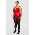 thumbnail image 4 of Women's Plus Size Faux Leather Ruched Corset Bodysuit, 4 of 5