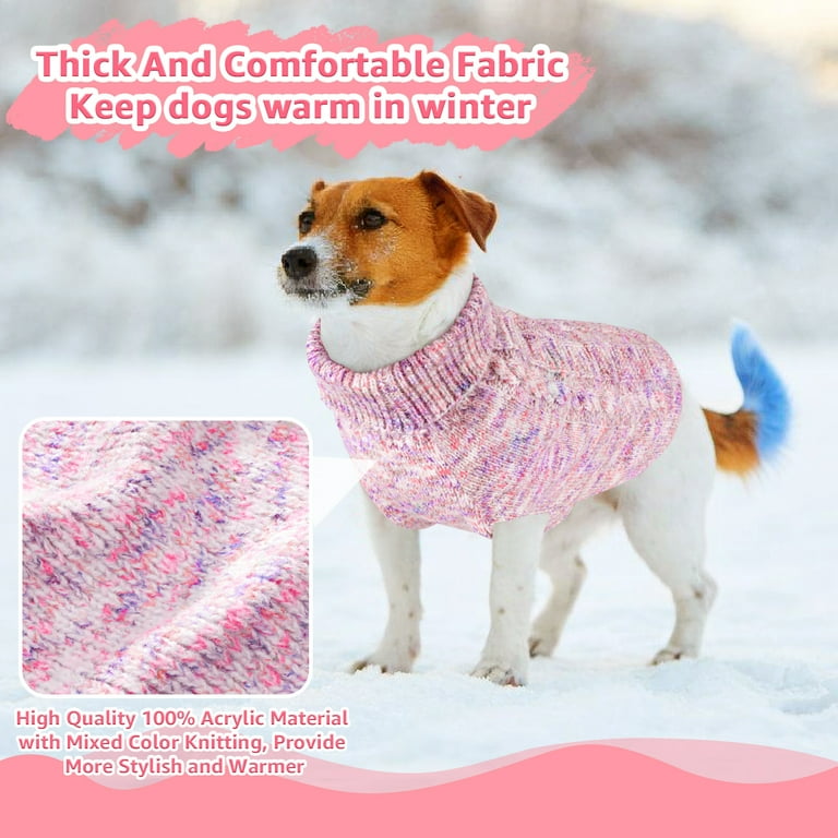 AUTOWT Small Dog Sweater Turtleneck Knitted Pullover with Leash