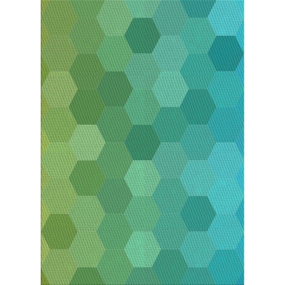 Ahgly Company Machine Washable Indoor Rectangle Transitional Lime Mint Green Area Rugs, 5' x 7'