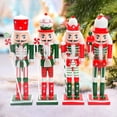 thumbnail image 6 of 4x Xmas Nutcracker Ornaments Decorative Crafts, Holiday Present, Traditional Scene Layout Accessories Desktop Decor Wood Doll 18cm, 6 of 10