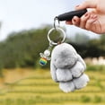 thumbnail image 3 of Llavero de Coche Nuevo Hecho a Mano Suave Conejo Pompom Encantos Conejo Llavero de Coche Colgante Eterna Flor Bola Linda Llavero, 3 of 5
