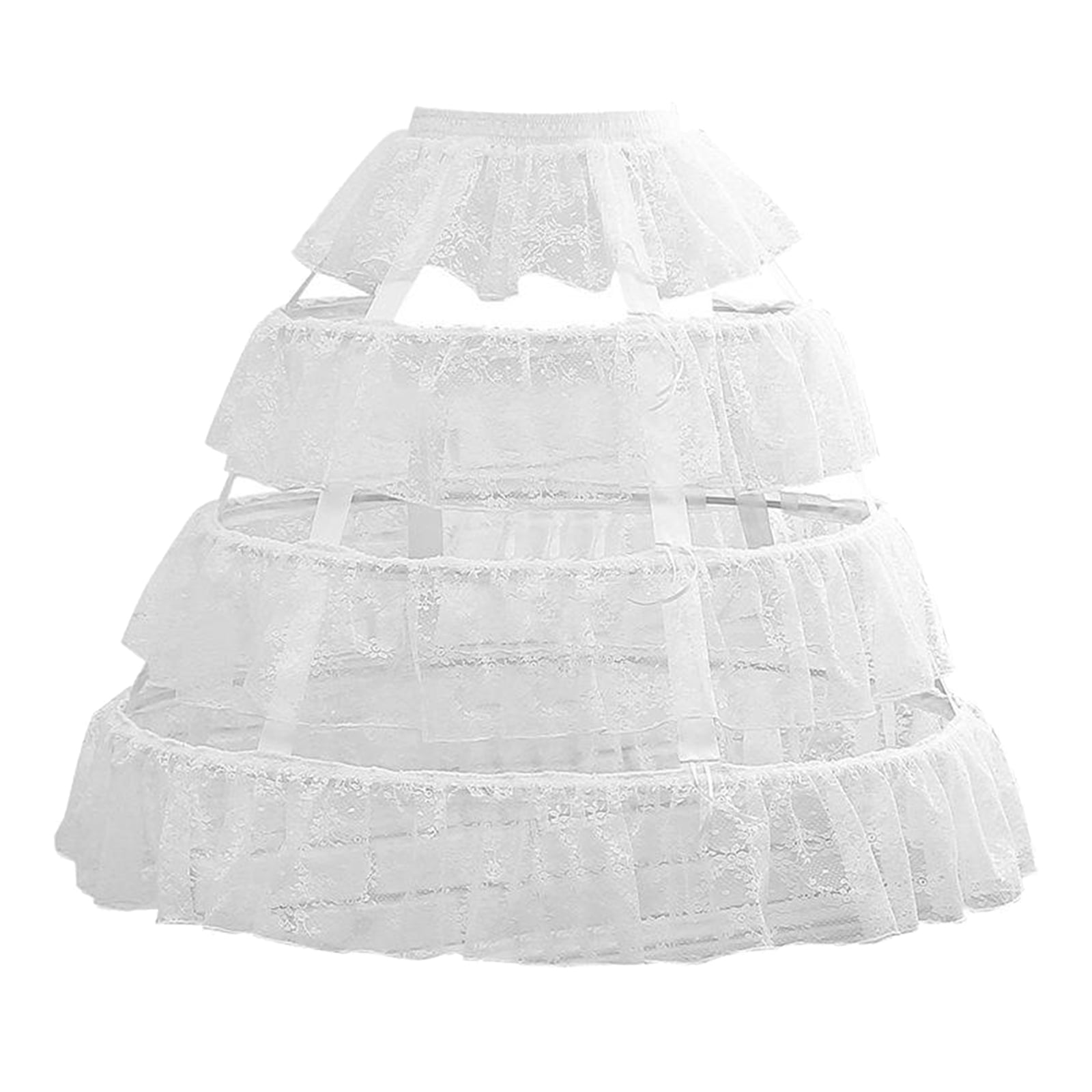 Black Red white hoop cage skirt long pannier 8 rows plastic boned crinoline 