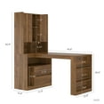 thumbnail image 5 of Youmumeub Modern L-Shaped Desk with Hutch & Charging Station, Wood Executive Corner Desk with File Drawers & Bookshelves, Large Study Table for Home Office, 5 of 6