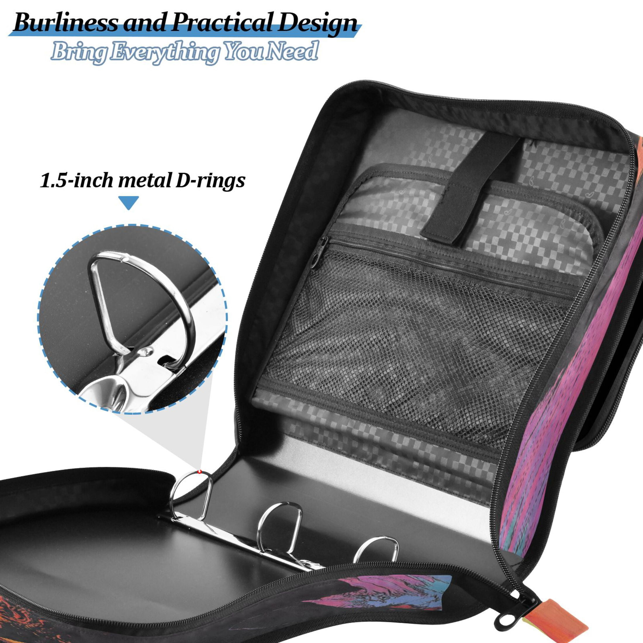 YAZAOO Zipper Binder trapper keeper Documents Organized Design Celestial Guardian Printed