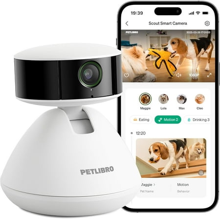 AI Dog Camera Pet Indoor with Phone App [Multi-Pet Recognition, Daily Activity Analysis & Smart Summaries] Cat Cam 360° View, 1080P Night Vision, 2-Way o Home WiFi