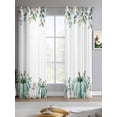 thumbnail image 2 of Sage Green Pumpkins Sheer Curtains 84 Inch Length 2 Panels Set for Living Room/Bedroom, Eucalyptus Leaves Watercolor Kitchen Curtains Grommet Semi-Sheer Curtains Drapes Window Treatments 52"x84"x2, 2 of 7