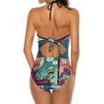 thumbnail image 3 of Comedy Invader Zim Women's Swimwear Strap One Piece Backless Tummy Control V Neck Swimsuit Summer Beach Vacation Bathing Suit, 3 of 7