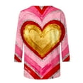 thumbnail image 6 of Vetsdori Womens Tops Gifts for Girlfriend Valentine Pullover 3/4 Sleeve Graphic Heart Print Cute,Holiday T-Shirts for Junior Crew Neck, 6 of 6