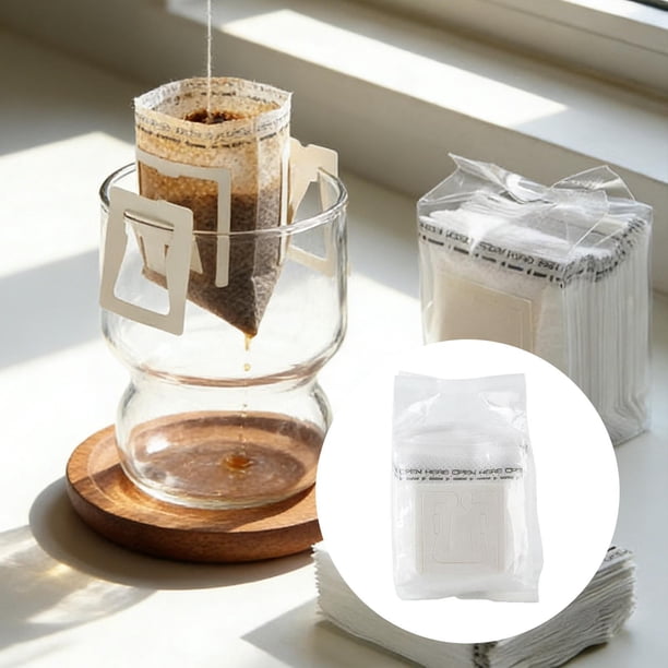 50 Bolsas De Papel Con Filtro De Café Para Cocina, Viajes, Fiestas Familiares Y Patios, De Una Sola Porción