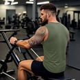 thumbnail image 6 of Domuza Tank Top for Men Classic Quick-Dry Sleeveless Vest Tops Summer Breathable Casual Tshirt Workout Muscle Gym Tanks Army Green XS, 6 of 6
