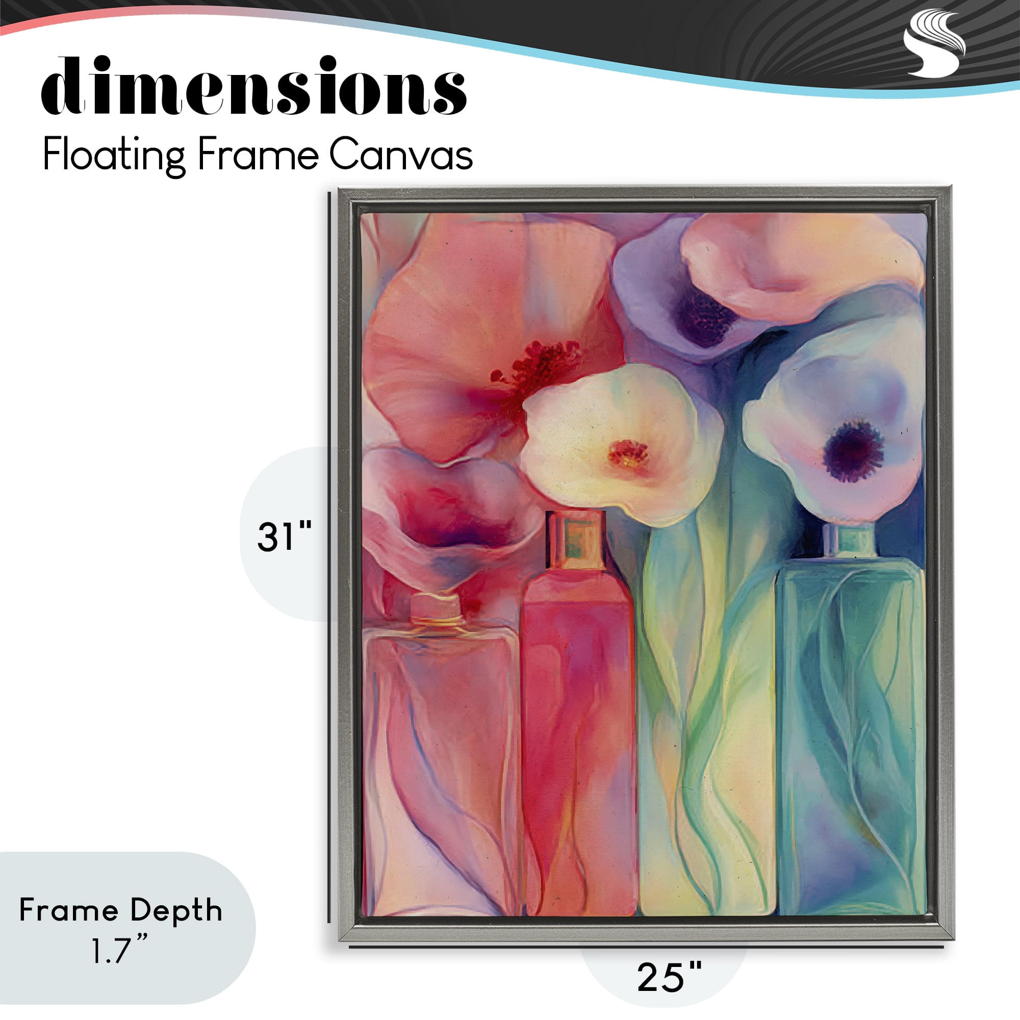 Stupell Industries Petal Logic Gradient Gray Framed Floater Canvas Wall Art, design by Annabelle Hall