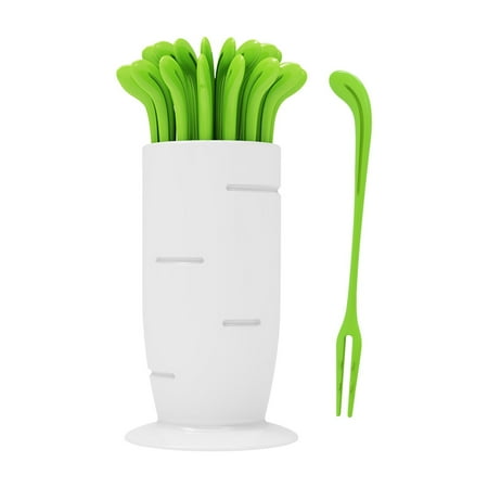 

TOPUUTP Juego de tenedores de frutas y zanahorias Desechables Tenedor de suma de postre de frutas de dos dientes Especiales de vacaciones de plástico Ahorros de verano Blanco