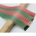 thumbnail image 4 of Mèches de Cheveux Turquoise 21 Pieds' Princesse pour Fête, Extensions de Cheveux Colorées à Clipser/à Enfiler pour Filles Américaines et Enfants, Pièces de Perruque - Vert Foncé + Rose, 4 of 7