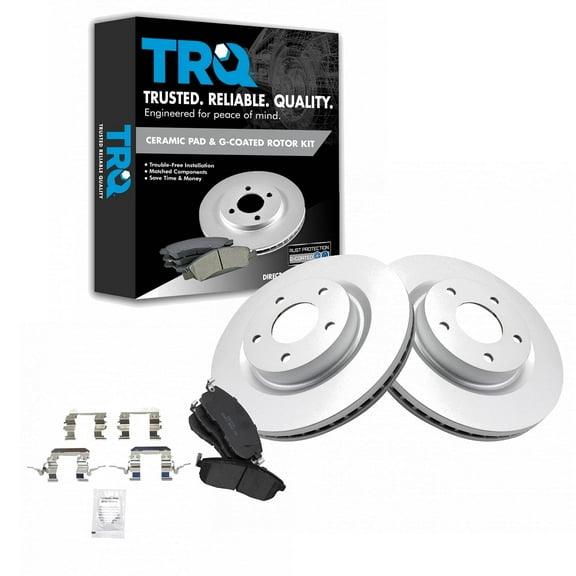 TRQ Posi Ceramic Brake Pads & E-Coated Rotor Front Set Fits Select Nissan Altima and Hybrid