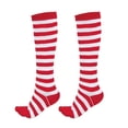 thumbnail image 1 of Calcetines de 5 dedos con punta abierta para mujer y niña, medias de tubo alto de algodón transpirable con estampado de trébol a rayas de colores arcoíris, 1 of 5