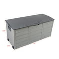 thumbnail image 3 of 75 Gallon Plastic Yard Storage Box with 2 Wheels & Lockable Seat, Outdoor Storage Deck Box Chest for Backyard, Porch, Patio, Garden, All-Weather Storage Container for Tools, Toys, Grey, 3 of 8