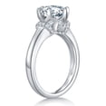 thumbnail image 3 of Oryn Jewelry 14K White Gold Plated Moissanite Ring - 2.1 Ct Round Brilliant Moissanite Ring - Classic Solitaire Ring with Accent Moissanite - Women’s Engagement Wedding Jewelry, 3 of 6