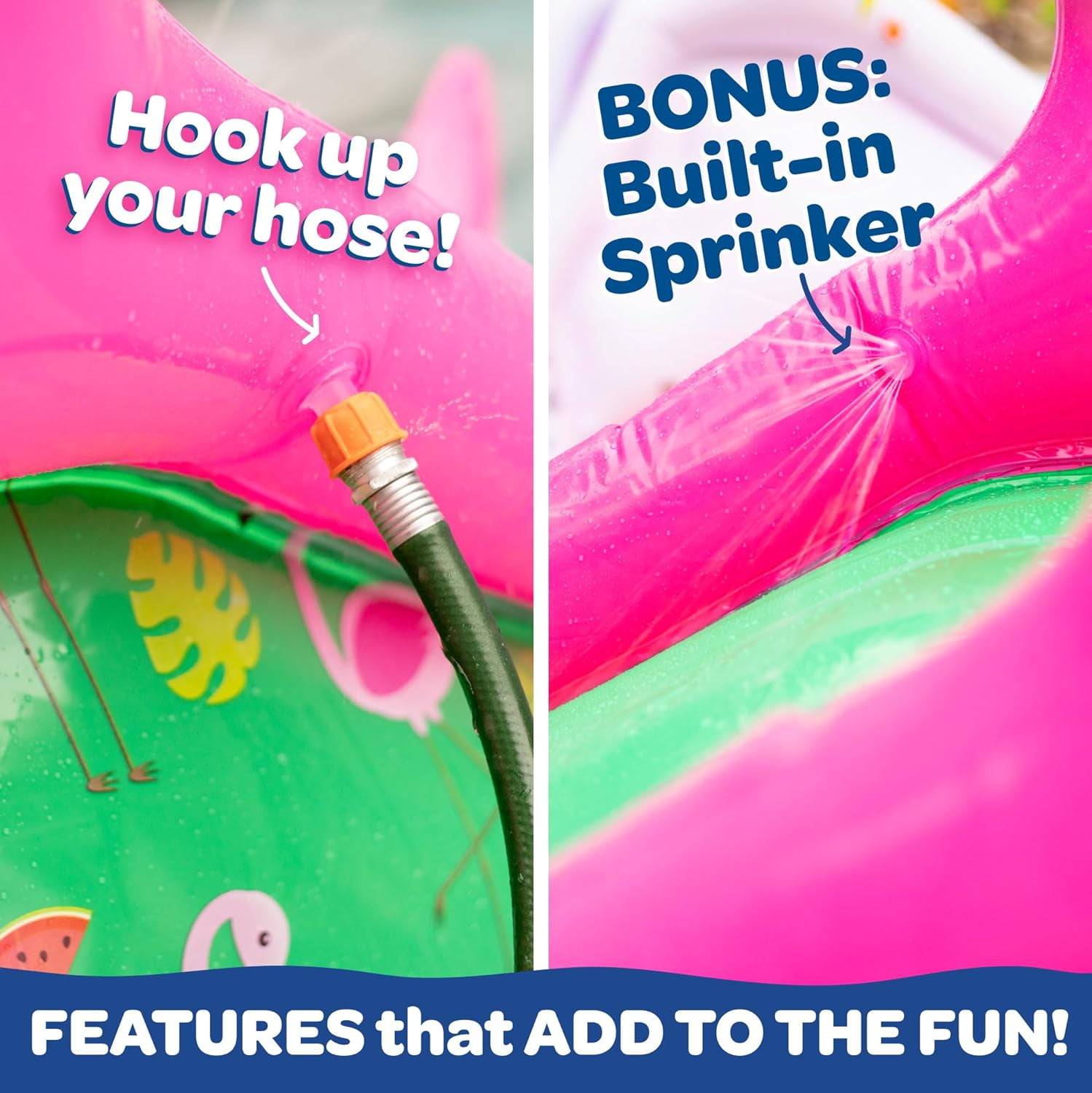 Giant Inflatable Flamingo Pool Slide w/Built-in Side Water Sprinklers for Kids- Extra Large Size (98"x 51"x 51") - Soft Landing Pad, Durable, Easy to Inflate - Perfect for Summer Party Outdoor Fun