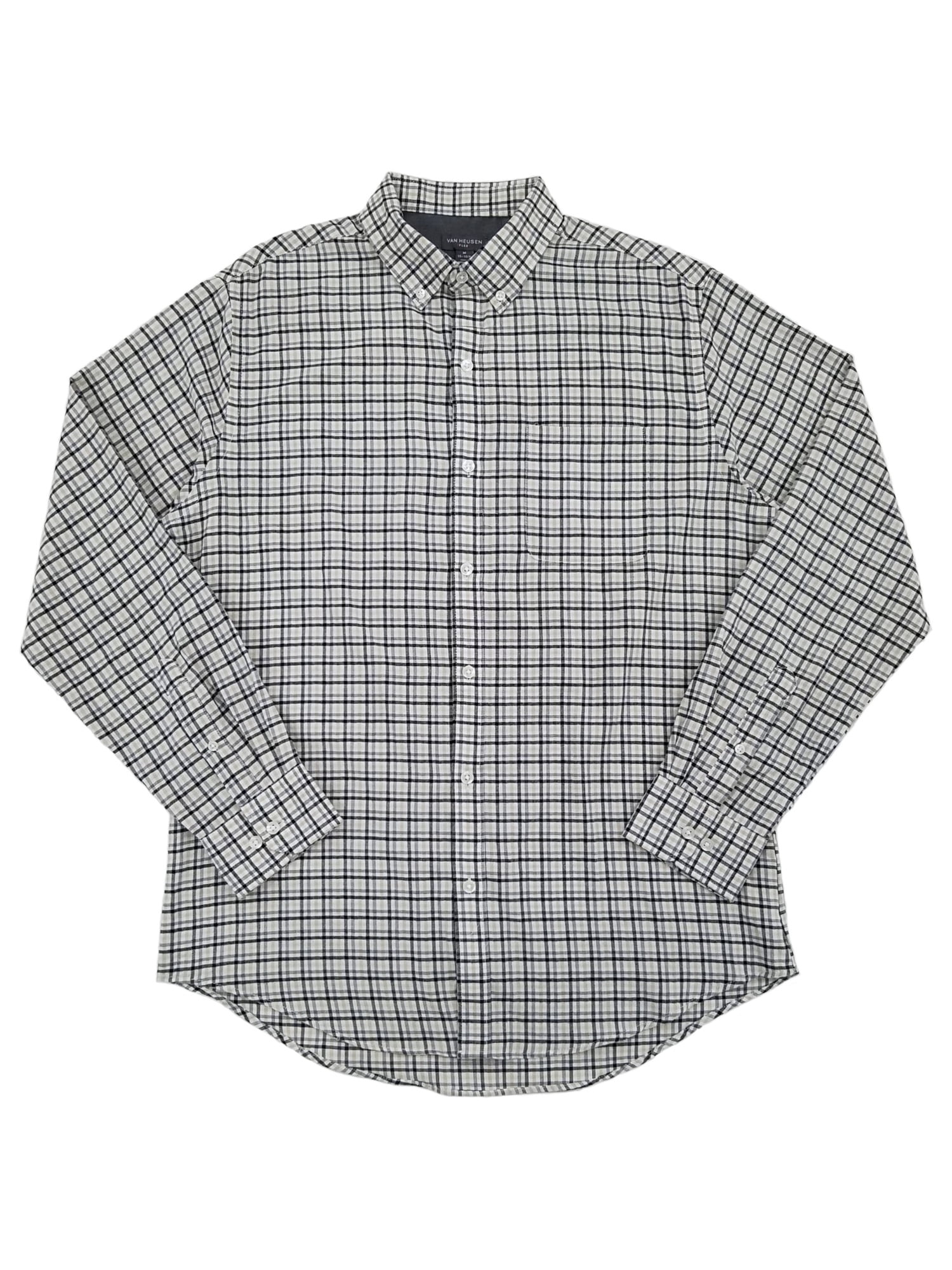Van Heusen Mens White \u0026 Black Plaid 