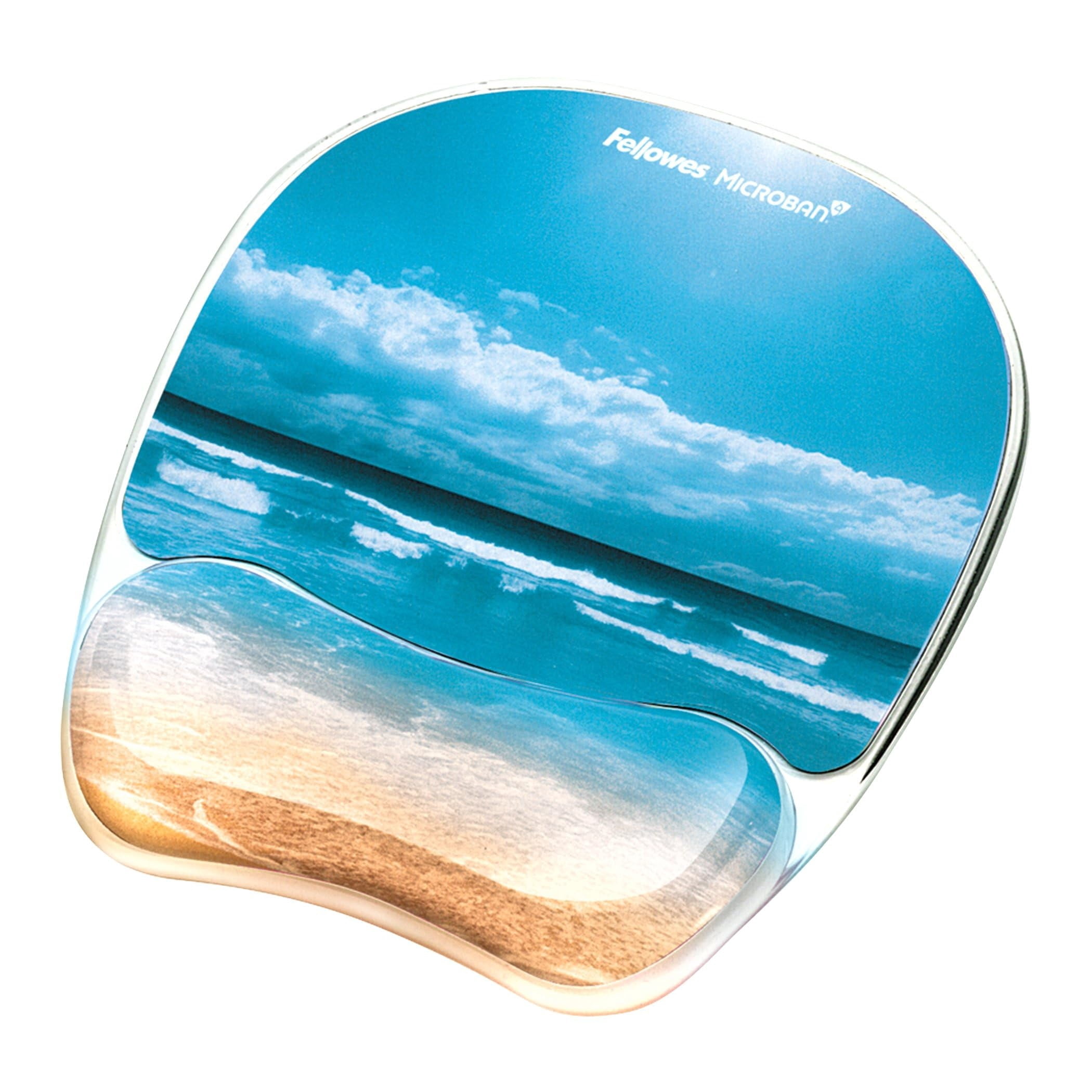 Fellowes Photo Gel Mouse Pad with Wrist Rest with Microban Protection, 7.87 x 9.25, Sandy Beach Design