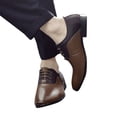 thumbnail image 2 of Heiheiup Classical Style Leather Shoes For Men Slip On PU Leather Low Rubber Sole Block Heel Work, 2 of 9